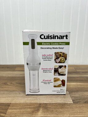 Cuisinart Electric Cookie Press Model CCP-10 12 Stainless Discs One-Touch